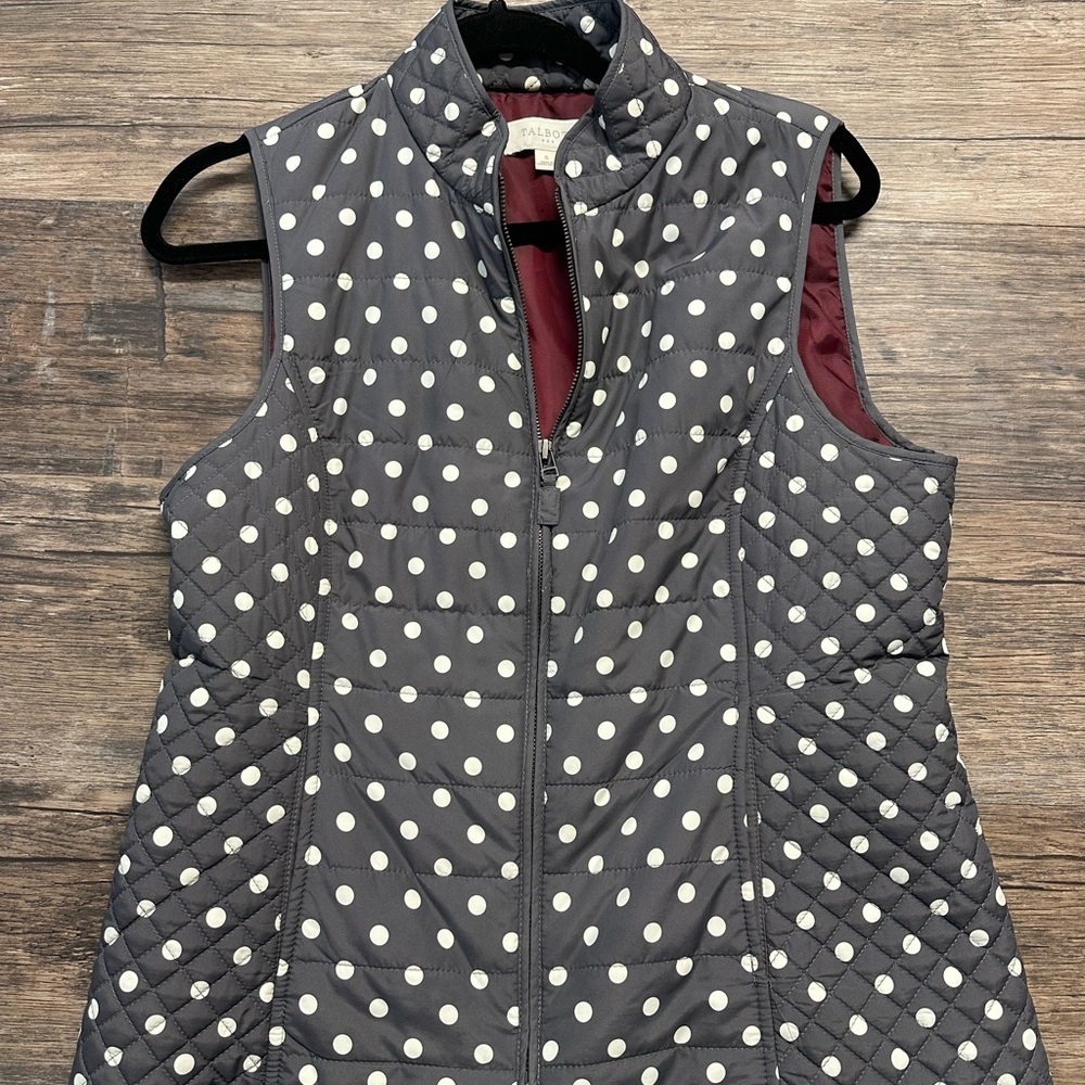 Talbots Gray Polka Dot Vest